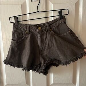 Frayed Hem Brown Women's Shorts